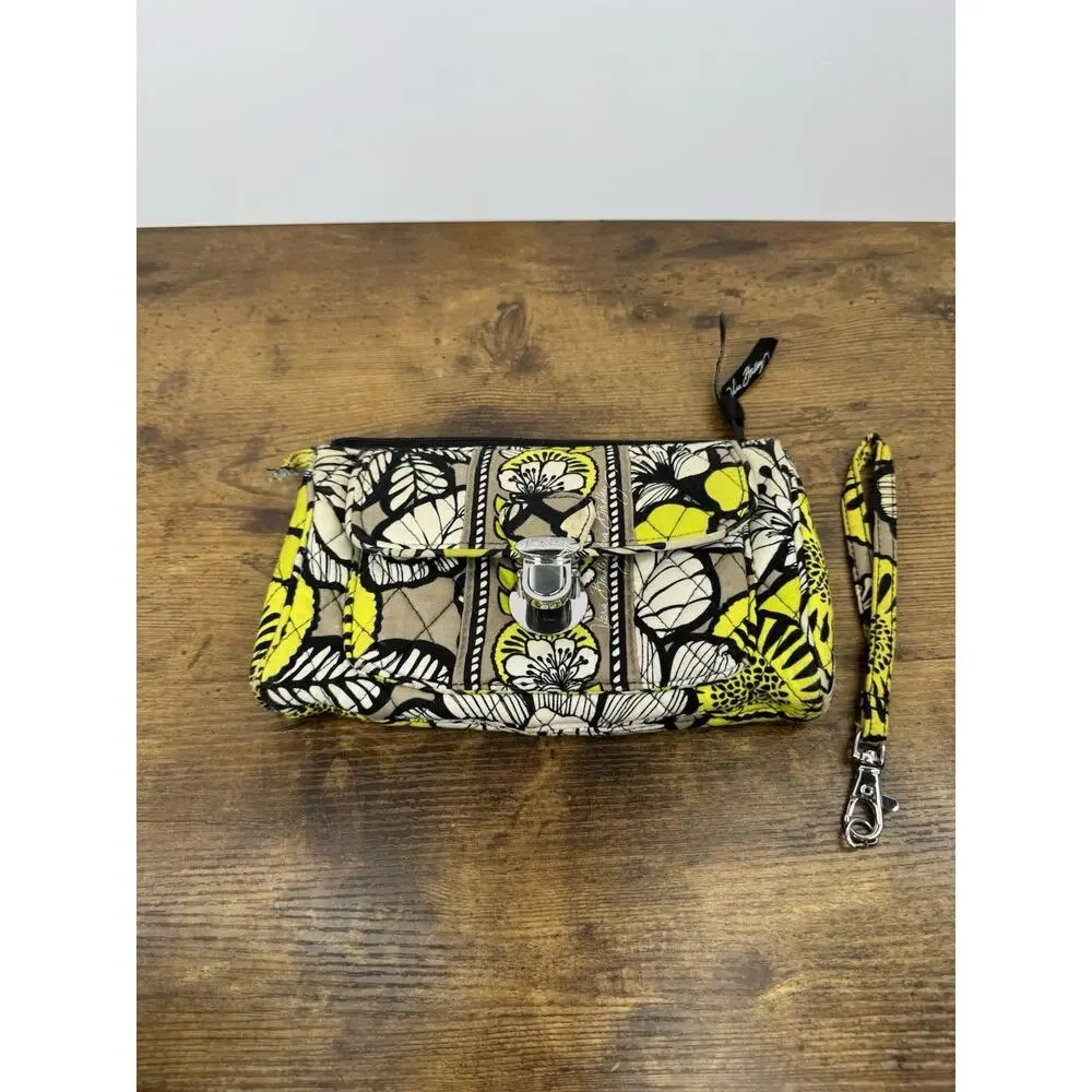 Vera Bradley Citron Ultimate Wristlet Clutch Wallet Yellow Black Discontinued